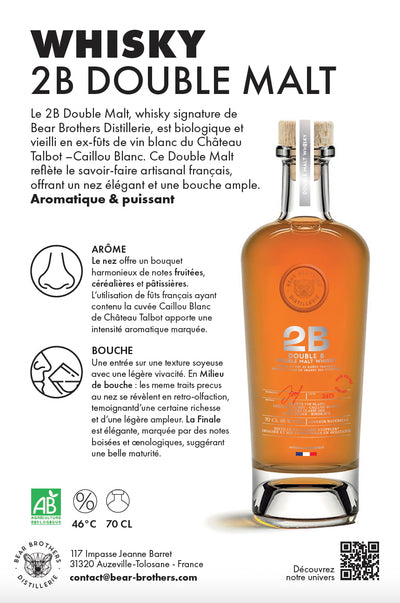 Coffret Whisky 2B Double Malt et ses 2 verres à dégustation (70cl)