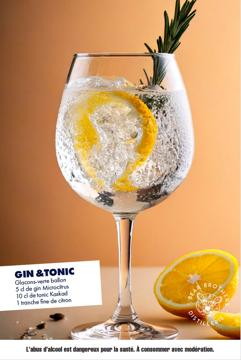 Coffret cadeau Gin Bio Microcitrus et son kit Cocktail (50cl)