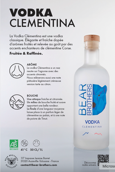 Coffret cadeau Vodka Clémentina Bio et ses 2 verres à shots (50cl)