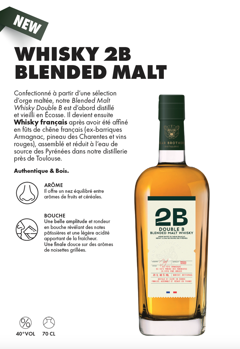 Coffret Whisky 2B Blended Malt et ses 2 verres à dégustation (70cl)